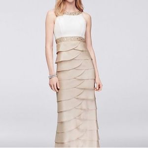 Jessica Howard White and Gold Formal Dress